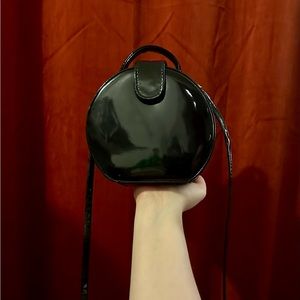 Small vintage round vinyl crossbody bag